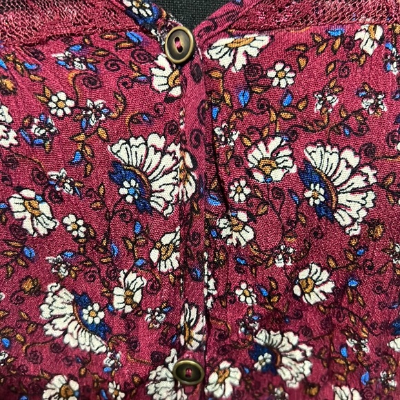 H.I.P tunic blouse marrón with beautiful lace up long sleeve open front size S - Picture 3 of 12